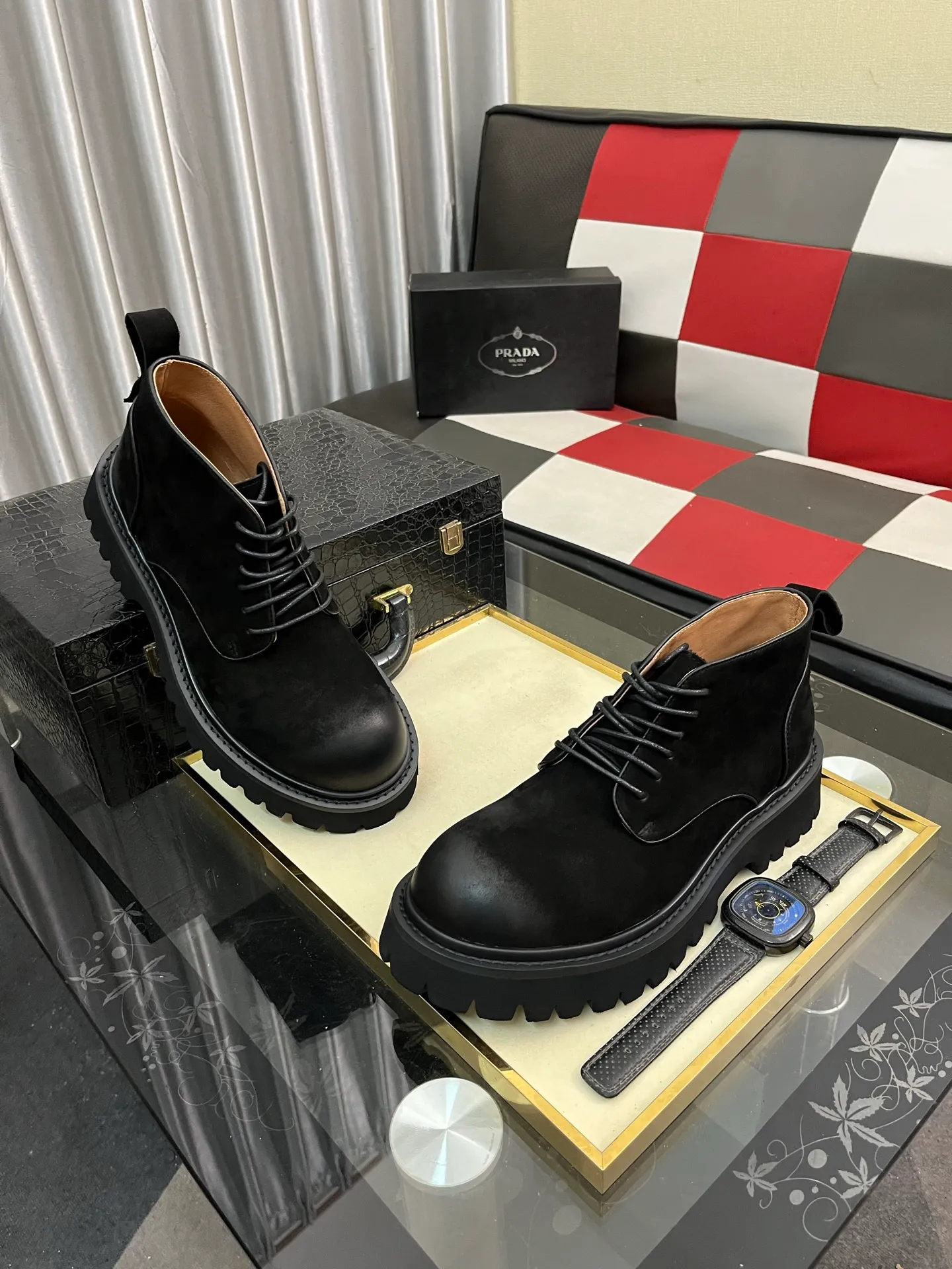 Men's shoes 💰560⌚️⌚️【PRADA】Prada - High-end quality original order·Formal leather shoes - Upper: imported 🔝 tumbled calf leather, hand-stitched mark thread, brand metal fastener cross-arm decoration - Lining: water-dyed cowhide - Outsole: ultra-light TR·rubber; molded outsole -Super high quality control·Fine workmanship: highlighted (high-end·luxury·grade) -Size :38-44